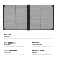 Pantalla LED Transparente para Interiores, Capa de Protección para PC, P3.9-7.8, Panel de Vidrio con Perfil de Aluminio, Full Color HD