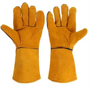 Gants de travail en cuir de vachette jaune de 10 pouces, personnalisables, de qualité supérieure, pour hommes, pour bus et camions, directement de l'usine - Product Image 3