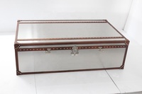 Table basse vintage de style mid-century pour salon, en acier inoxydable brossé, garniture en cuir blanc, couleur personnalisable, design antique FAVORS