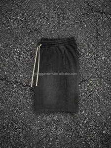 Vintage Washed Double <b>Layer</b> Waist Shorts Men Casual Drawstring Cotton Streetwear Knee Length Shorts for Men - Product Image 3