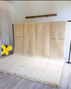 Tapis en laine marocaine Beni Ourain Azilal personnalisable fait à la main tapis berbère de couleur unie pour la maison pour la chambre à coucher couloir tissé - Product Image 2