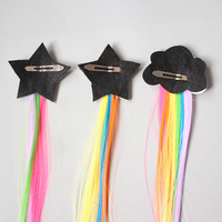 Extensions de cheveux tressés pour enfants, Clip multicolore, accessoires de fête, licorne paillettes, princesse, pinces à cheveux, vente en gros, pièces