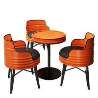 Ensemble de table et chaises en fer de type fût à huile, design industriel moderne et créatif, pour hôtel/restaurant/café/librairie, mobilier commercial