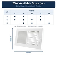 Grille d'alimentation à lame droite bidirectionnelle avec registre réglable pour le contrôle du flux d'air des systèmes CVC muraux et de plafond domestiques