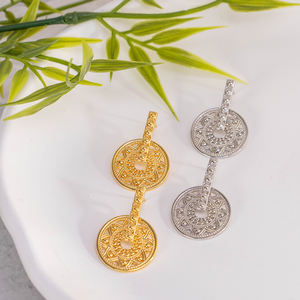 ต่างหูห่วงสไตล์โบฮีเมียน หรูหรา เรียบง่าย ไม่ซ้ำใคร งานฝีมือชุบทองบนเงิน ดีไซน์โปร่ง สำหรับงานแต่งงาน/วันครบรอบ - Product Image 1