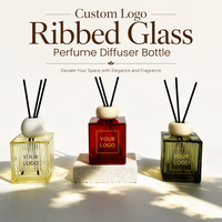 Custom Logo Ribbed Glass Perfume Diffuser Bottle 200ml Luxury Empty Spray Jar Spa Meditation Wholesale Supplier