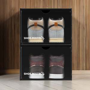 <b>Stackable</b> Sneaker <b>Storage</b> Box Foldable Plastic Shoe Organizer Clear Front Door Space Saving <b>Container</b> Crate for Closet Home - Product Image 3
