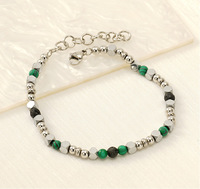 Bracelets en perles turquoise pour femmes, mode INS européenne, accessoires en acier inoxydable style volcan
