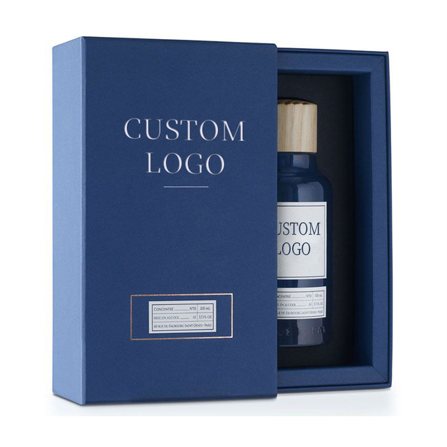 Coffret Parfum Customized Logo Cardboard with Foam Perfume Gift  Box for 50ml 100ml Black Perfume Packaging Box