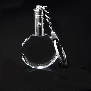 Porte-clés en cristal K9 transparent vierge, rond, personnalisable avec logo gravé au laser, en verre LED, pour cadeau, vente en gros à bas prix du Zhejiang - Product Image 2