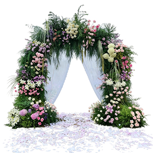 Toile de fond florale incurvée romantique pour la photographie de couple, les photos de groupe de mariage et la décoration de scène de mariage - Product Image 5