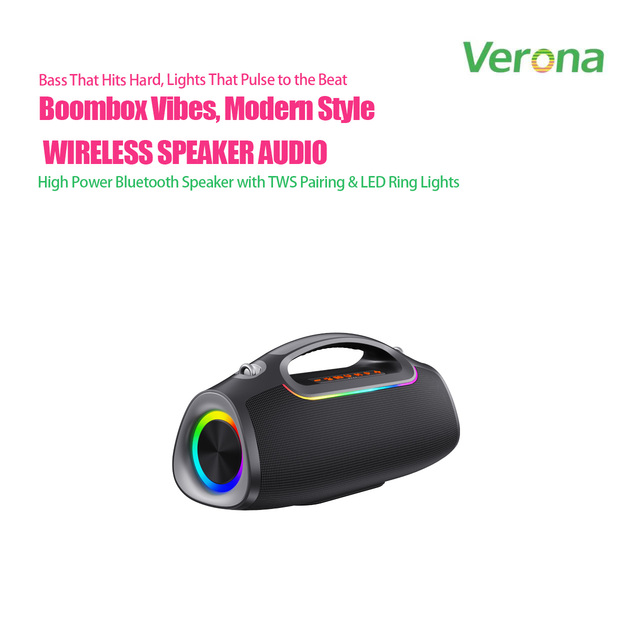 RGB LED  60W Speaker, Portable Outdoor Boombox with Handle, High Bass Wireless Speaker for Party, Camping & Home