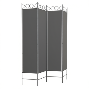 Separador de Ambientes de 4 Paneles, 63x78.7, Pantalla de Tela Plegable, Diseño Moderno, Estructura de Metal Antracita - Product Image 1