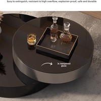 Table basse rotative minimaliste italienne de luxe léger, plateau en verre trempé, extensible, pliable, structure en acier, mobilier de salon