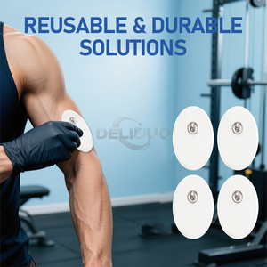Électrodes ovales à bouton-pression personnalisées en usine, patchs d'électrodes TENS de physiothérapie à bouton-pression 3,5 mm, marque privée ODM - Product Image 4