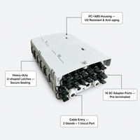 Caja de Distribución de Fibra Óptica FTTH Preterminada de 16 Núcleos SC APC IP65 Resistente a la Intemperie de PC ABS