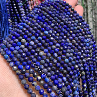 Vente en gros pierre de rocaille naturelle 2mm 3mm 4mm coupe à facettes minuscules perles rondes en vrac bleu Lapis Lazuli pour la fabrication de bijoux