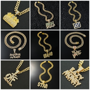 Colliers à pendentifs lettres personnalisées, modèles variés, style hip-hop, pour hommes, bijoux de mode, vente en gros - Product Image 2