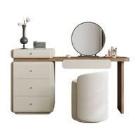 Coiffeuse avec miroir LED réglable, table de maquillage compacte avec rangement pour chambre à coucher et petits espaces domestiques