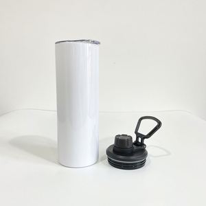 USA Warehouse White Sublimation <b>Blanks</b> Handle Leakproof 20oz Skinny Straight <b>Water</b> Sports <b>Bottle</b> with Two Lids for Hot Printing - Product Image 5