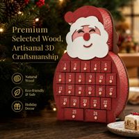 Calendrier de l'Avent de Noël en bois, maisonnette à 24 tiroirs, style européen, design Père Noël et bonhomme de neige, boîte surprise