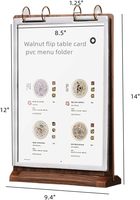 Présentoir de table vertical en bois massif A4 pour menus, listes de prix, café, thé et lait, avec détails en laiton