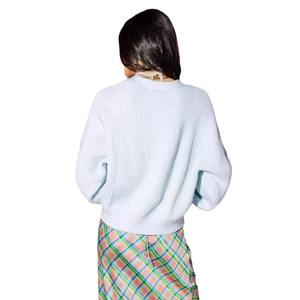 Cárdigan de punto de conejito de Pascua para mujer, Tops de moda acrílicos de Color sólido, botón tejido de lentejuelas para primavera, venta al por mayor para el día de Pascua - Product Image 2