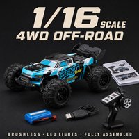 Voiture de course RC en métal à grande vitesse à l'échelle 1:16 avec télécommande et chargeur