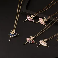 Collier pendentif ballerine étincelant en cristal et strass, collier de danseuse pour femmes et filles, cadeau pour les amoureuses de la danse, bijoux