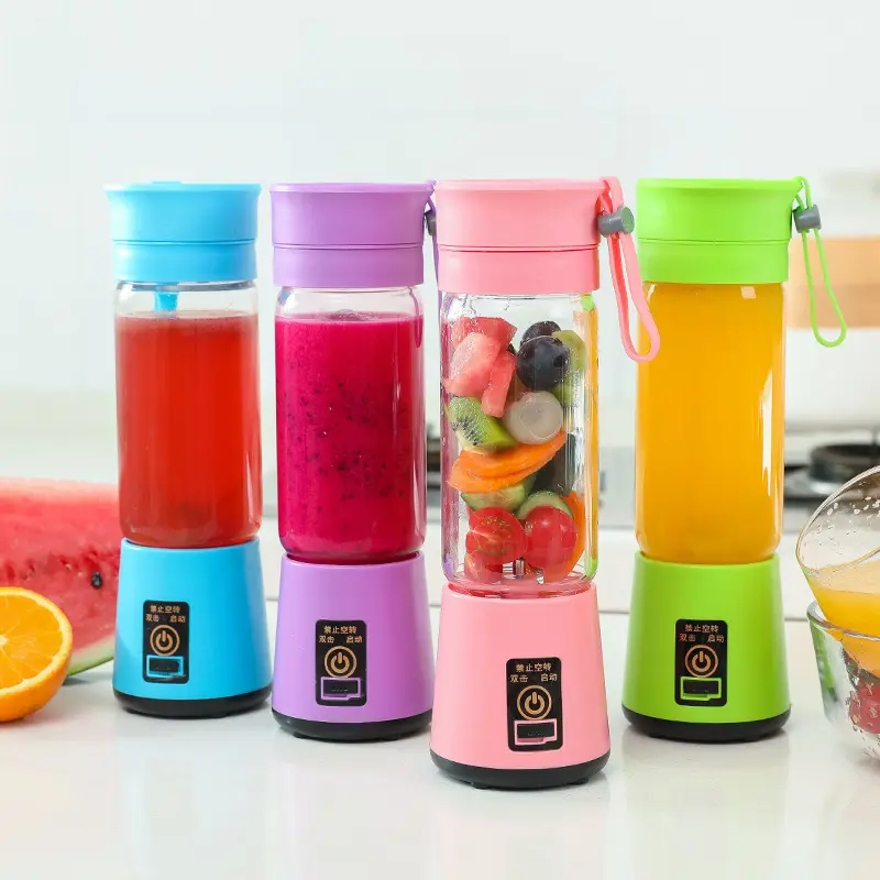 Özelleştirilmiş elektrikli Mini buz şişesi Blender ev USB 6 bıçakları meyve sıkacağı bardağı makinesi taşınabilir meyve suyu karıştırıcılar meyve araçları