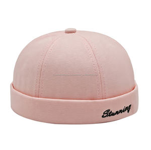 2020 the most popular 100% cotton cheap custom 6 panel brimless cap custom label embroidered 100% cotton cap hat - Product Image 6