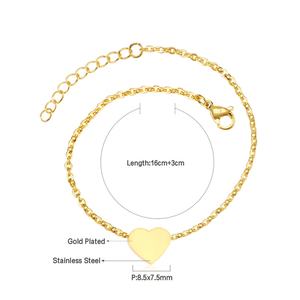 Pulsera de Acero Inoxidable con Diseño de Corazón, Simple y Económica, Personalizable para Mujer, Regalo - Product Image 4