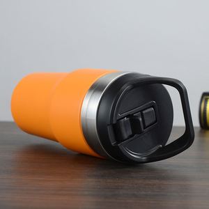 Simple 304 Stainless Steel Car Cup Double Layer <b>Vacuum</b> Insulated Cup With Straw Outdoor Portable <b>Handheld</b> Lid Ice Cup - Product Image 3