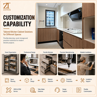 Meuble de cuisine sur mesure en bois naturel avec solution de rangement gain de place pour projets résidentiels contemporains