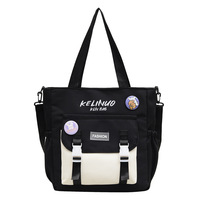 Bolso de Hombro con Estampado de Dibujos Animados, Bolso Tote de Gran Capacidad con Bloques de Color, Bolso Cruzado para Estudiantes