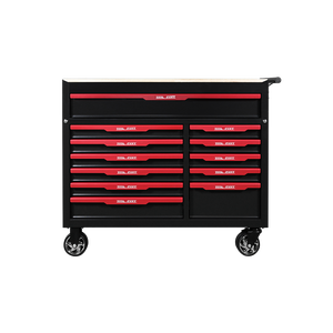 Chariot à outils robuste à 12 tiroirs avec dessus en bois, armoire à outils roulante pour <span class=keywords><strong>garage</strong></span> et atelier - Product Image 1