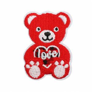 Iron on Embroidery <b>pink</b> Valentine Day Red love Heart Coffee <b>Bear</b> Cup Wedding Patch for Girls - Product Image 5