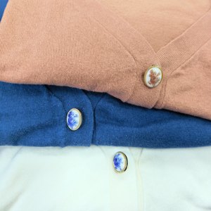 <span class=keywords><strong>Cardigan</strong></span> Elegante da <span class=keywords><strong>Donna</strong></span> con Scollo a V e Bottoni Blu Vintage, Maglione Corto a Maniche Lunghe per Primavera Estate - Product Image 4