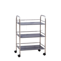 Chariot de livraison alimentaire mural à 3 niveaux en acier inoxydable 201 pour cuisine et salle de bain, chariot mobile pour hot pot avec roues, style simple et moderne, Chine