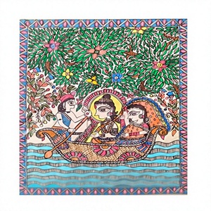Art mural 3D inspiré du patrimoine, art populaire Madhubani, affiche en soie artisanale de qualité supérieure, peinture artisanale du Bihar pour la décoration intérieure 2500 - Product Image 6