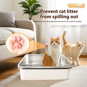 Bandeja de arena para gatos de acero inoxidable de doble capa, capacidad de 20L, filtrado de detección, fácil limpieza, funciones mejoradas de promoción de higiene - Product Image 2