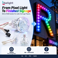 Lumière à points RGB 360 degrés 60 mm DC24V UCS2903 SMD5050 18 LED programmable pour enseignes, lettres et affichage décoratif