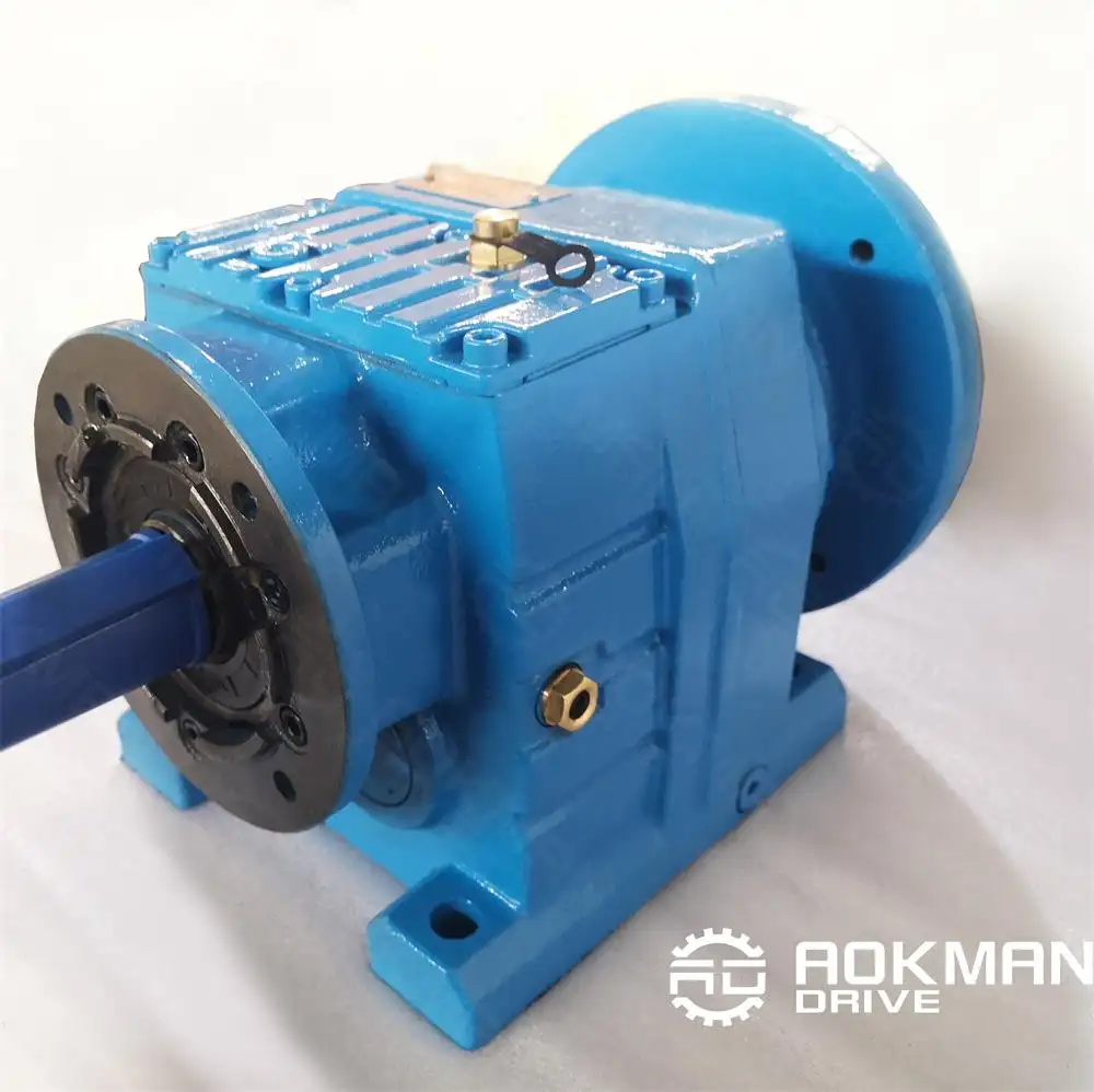 AOKMAN 3 Phase Electric Motor R helical in-line Reduction Gearbox Speed Reducers R17-R157