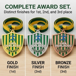 Médaille en métal plaqué or sur le thème de <span class=keywords><strong>New</strong></span> <span class=keywords><strong>York</strong></span> de la ligue Gualaceo - Bouclier personnalisable pour les compétitions de course, les remises de diplômes et les anniversaires - Product Image 1