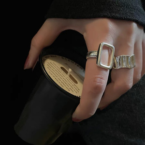 Geometric Hollow <b>Ring</b> S925 Sterling Silver Irregular <b>Open</b> Design Unisex Fashion Party Jewelry - Product Image 4