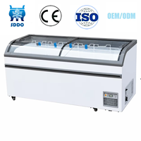 Congélateur commercial pour supermarché, vitrine d'îlot, grande capacité, avec dessus en verre incurvé, pour glaces et sorbets, congélateur coffre portable