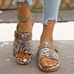 ashion <b>Plus</b> <b>Size</b> Slippers Womens 2025 Summer New Flat-Word Casual Outfit Cool Wholesale231231 - Product Image 3