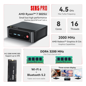 OEM <span class=keywords><strong>Beelink</strong></span> <span class=keywords><strong>SER5</strong></span> <span class=keywords><strong>PRO</strong></span> Mini PC AMD R7 5825U 8C/16T 4,5 GHz 2,5G Octa Core 32GB DDR4 RAM 1TB M.2 NVME SSD WiFi6 Mini Gaming AU UE Reino Unido - Product Image 4
