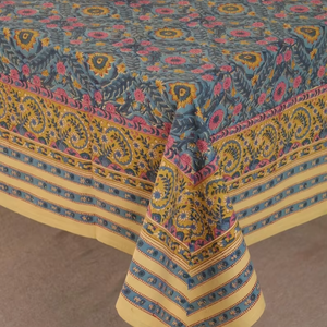 Nappe de table imprimée en blocs indiens nappe en coton fleuri nappe imprimée en blocs Rajasthani pour la maison et l'hôtel - Product Image 1