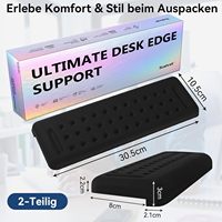 Support de poignet en forme de L de haute qualité (lot de 2) pour bord de bureau, couleur noire, emballage pour vente par correspondance